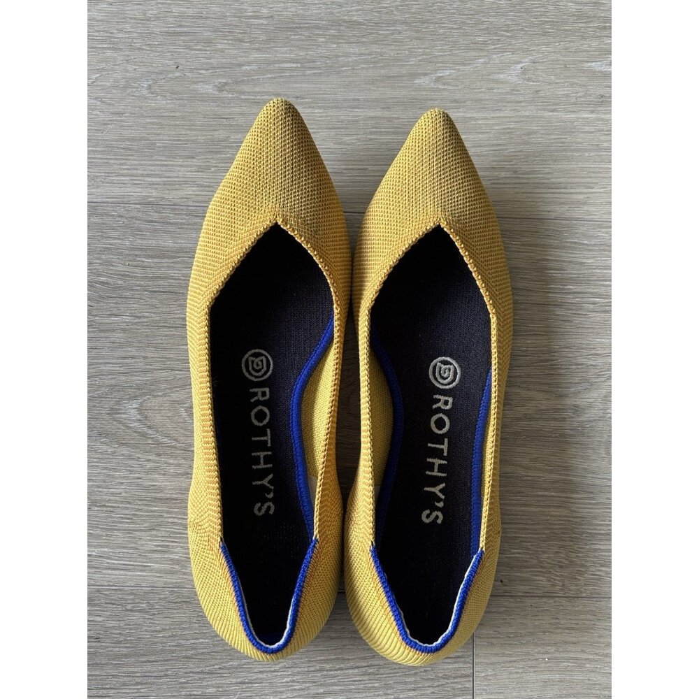 Rothys The Point Flats Womens Size 7 Marigold Yellow Knit Pointed Toe
